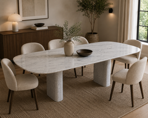Carrara White Marble Oval Dining Table | Handmade Natural Stone Dining Table
