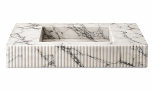 Fluted Calacatta Viola Marble Sink Vanity with Solid Wood Cabinet | Luxury Bathroom Vanity