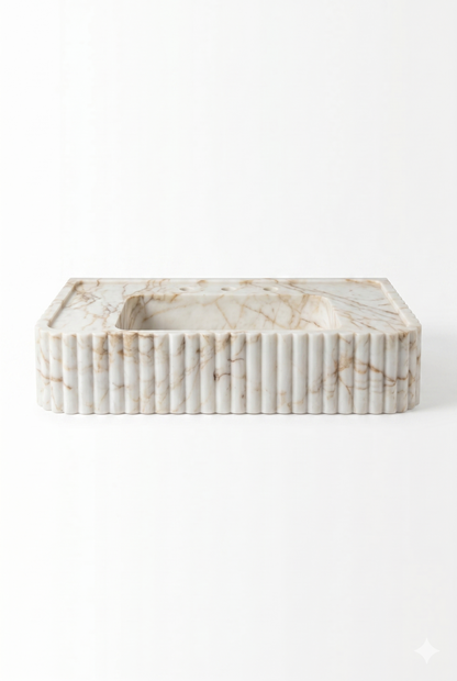 Floating Calacatta Gold Marble Sink | Custom Wall Mounted Vanity