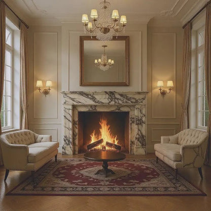 Custom Calacatta Viola Marble Fireplace Mantel | Fluted Luxury Surround