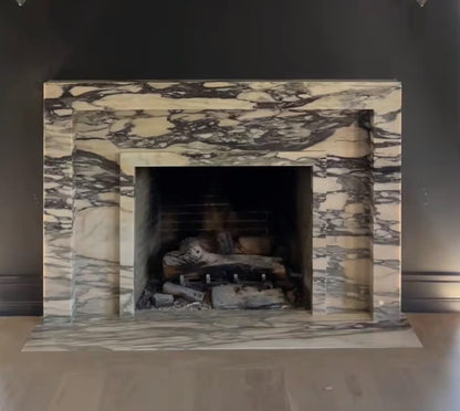 Custom Calacatta Viola Marble Fireplace Mantel | Handmade Luxury Surround