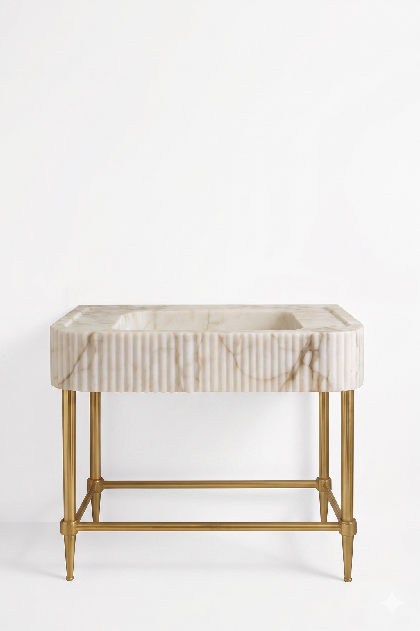 Custom Calacatta Gold Marble Sink Vanity with Brass Legs