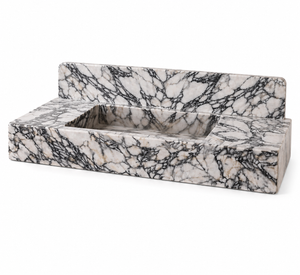 Handmade Calacatta Viola Marble Sink Vanity with Brass Legs and Shelf