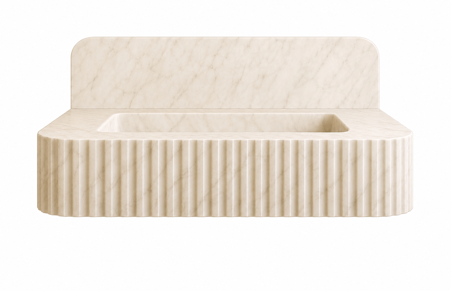 Floating Beige Marble Sink | Custom Wall Mounted Wash Basin
