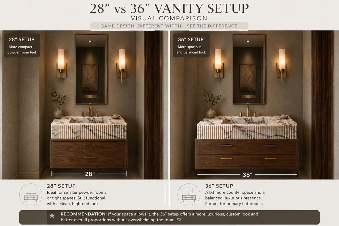 Fluted Calacatta Viola Marble Sink Vanity with Solid Wood Cabinet | Luxury Bathroom Vanity