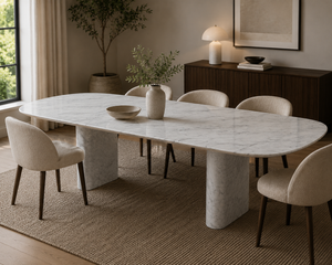 Carrara White Marble Oval Dining Table | Handmade Natural Stone Dining Table