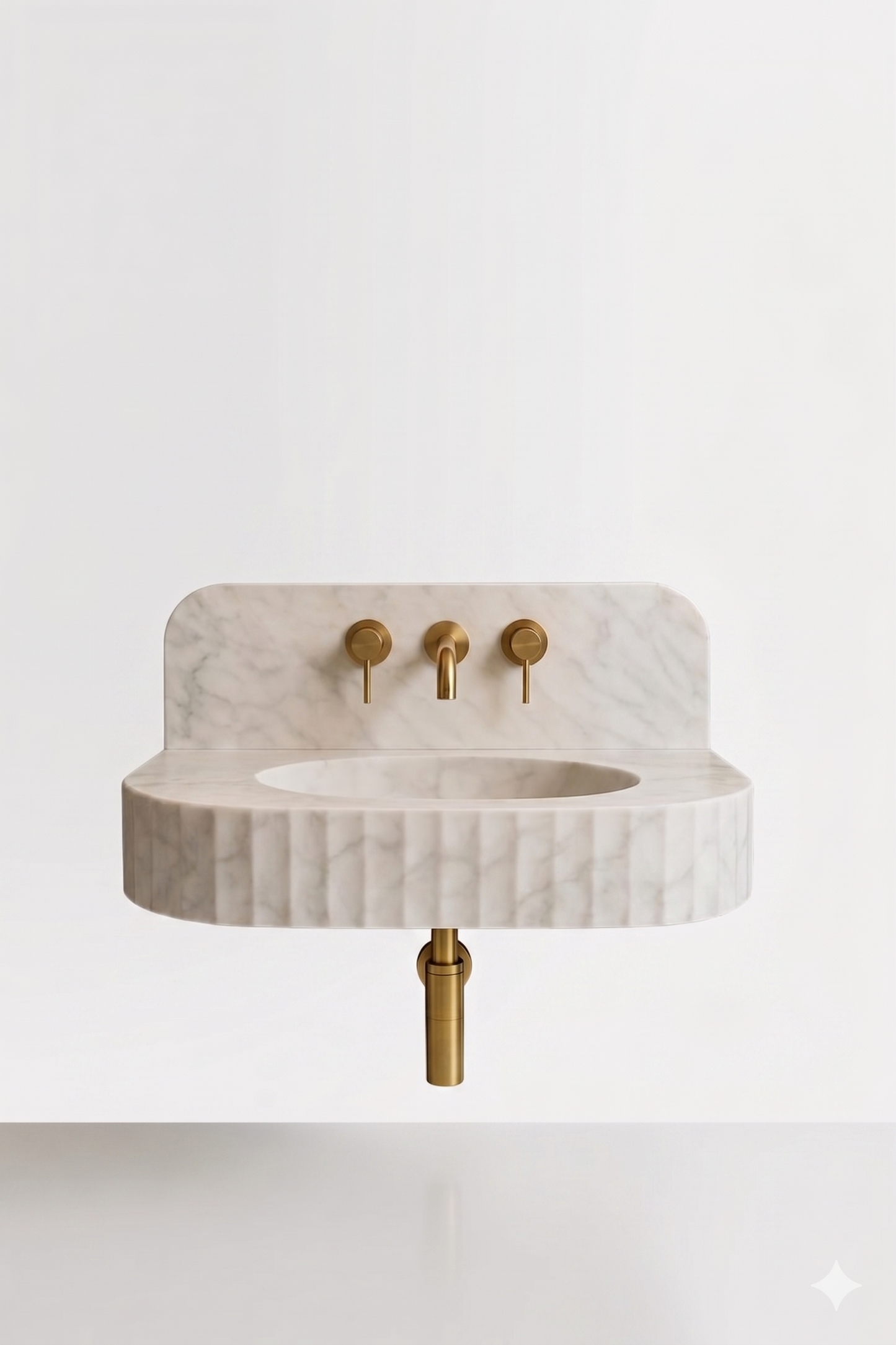 Floating Carrara White Marble Sink | Custom Wall Mounted Vanity