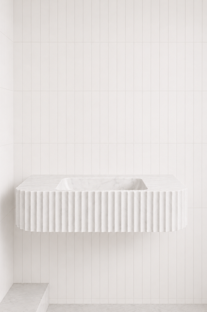 Floating Carrara Marble Sink | Custom Wall Mounted Wash Basin