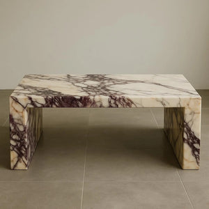 Calacatta Viola Marble Coffee Table | 41" Luxury Rectangular Natural Stone Center Table