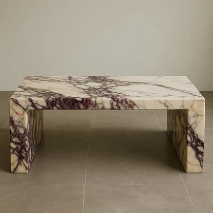 Calacatta Viola Marble Coffee Table | 41" Luxury Rectangular Natural Stone Center Table