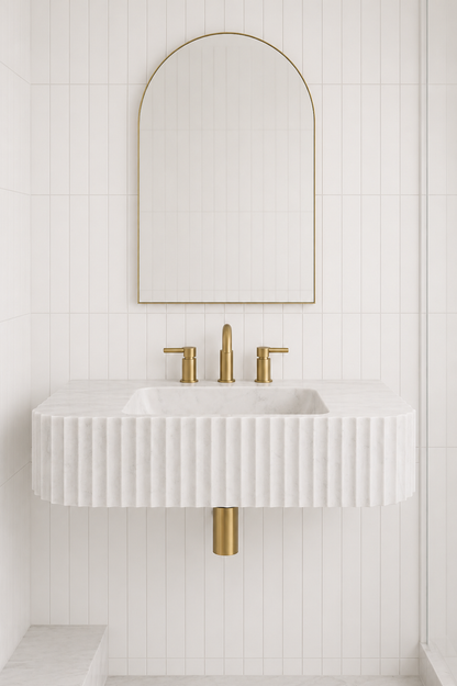 Floating Carrara Marble Sink | Custom Wall Mounted Wash Basin
